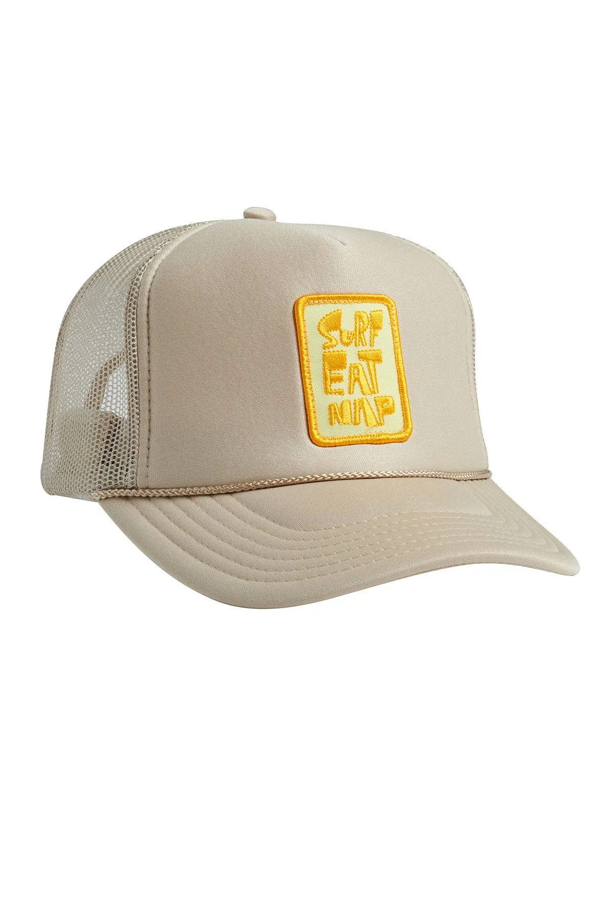 Tan Embroidered Surf Eat Nap Snapback Hat diverse - Hats